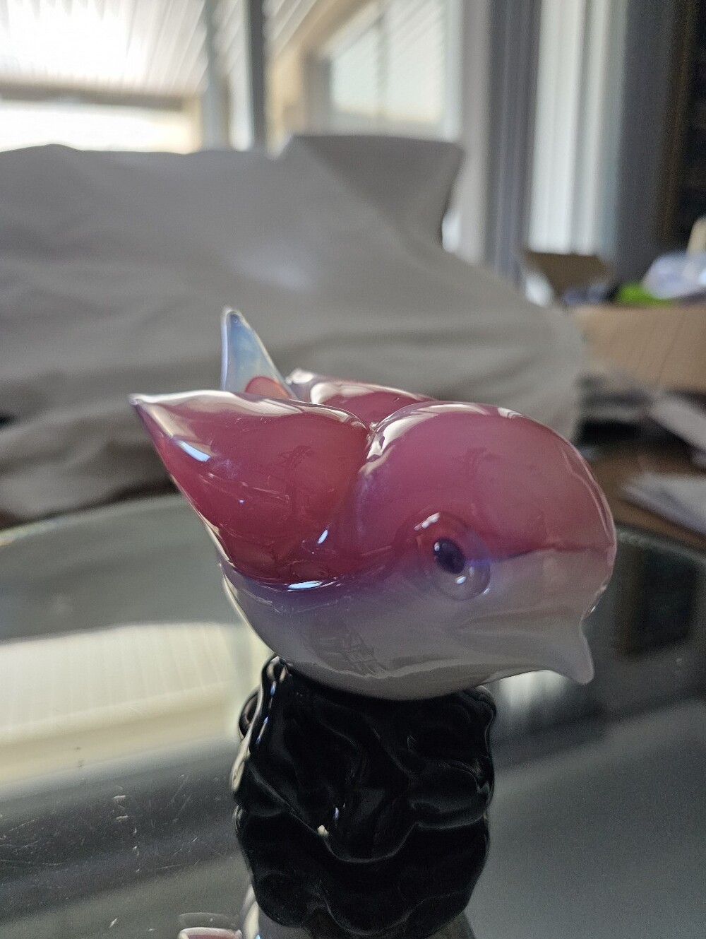 MCM Italy Murano Happy Pink Glass Bird Figurine Vintage - Picture 3 of 7
